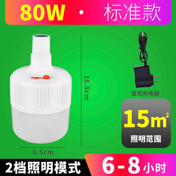 腾驰（CT)可充电灯泡 停电应急照明灯LED夜视灯摆摊夜市灯户外照明夜视灯 标准款80W(续航6-8小时)