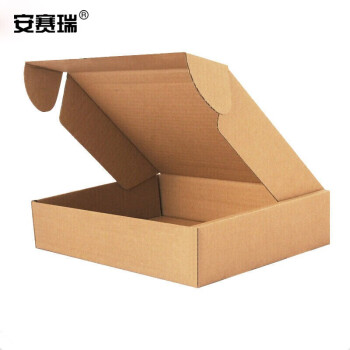 安赛瑞 飞机盒 加厚加硬快递打包扁纸盒包装盒 服装网点纸箱收纳盒 25×20×7cm（100个装）空白牛皮色 240036