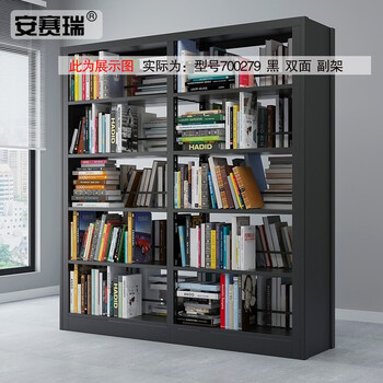 安赛瑞 钢制储物柜 存储展示架 钢制单面双面存储架 双面5层副架 黑色 700279