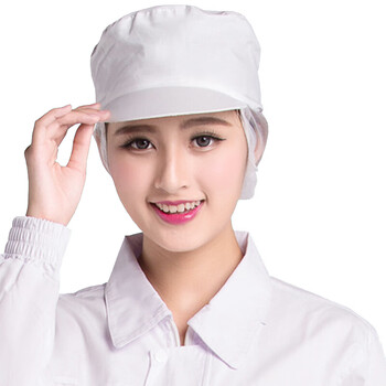 者也 5顶白色餐厅食品厂工作帽子加工车间卫生帽防尘帽包头发可调节网帽子厨师帽透气