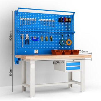 京佳乐工作台JE2693检验桌装配台吊二抽双挂板带棚板灯架1.8米榉木台面