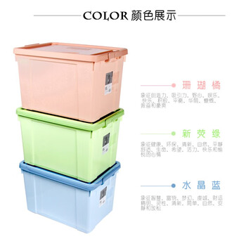 格易美雅挚5314环保大号收纳箱 家用整理箱卧室 加厚带轮收纳防尘箱45L颜色随机