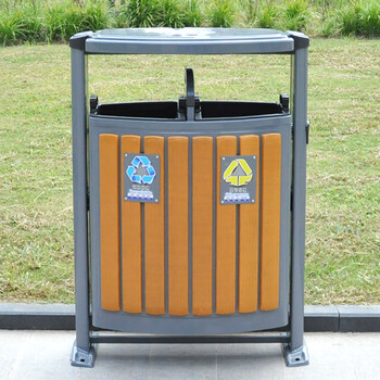 兰诗（LAUTEE）D-01A 大号户外垃圾桶 市政环卫分类果皮箱 柚木色