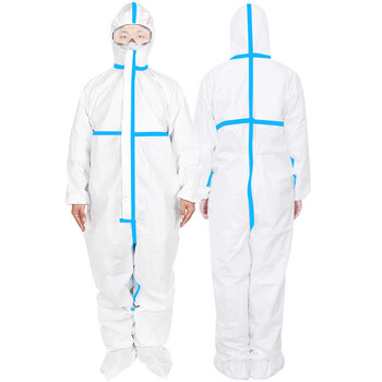 者也 一次性防护服双层加厚覆膜无纺布工作服 全身带帽连体式隔离防护服 送护目镜+鞋套