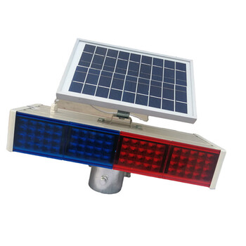 亿箬 太阳能警示灯交通爆闪灯红蓝双面 LED爆闪灯 双面四灯头