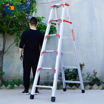 固乡 铝合金梯子 双侧折叠梯 人字梯 工程梯 伸缩梯 装修梯具 【加厚加固款高2米 】