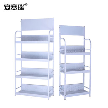 安赛瑞 轻型小货架（四层）机油配件展示架 超市便利店置物架展销架 润滑油金属货架 白色 28388