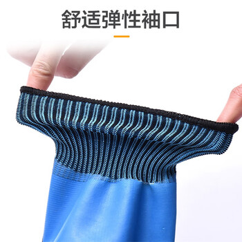 者也（ZYE）浸胶发泡手套皱纹耐磨防滑手套 防水发泡蓝色 24双
