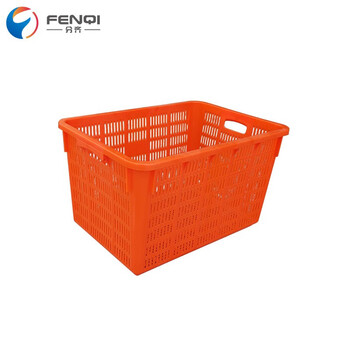 分齐 塑料箩筐加厚周转胶框蔬菜水果水产西瓜虾服装长方形批发快递物流筐 周转箩8#蓝色 315*245*100mm