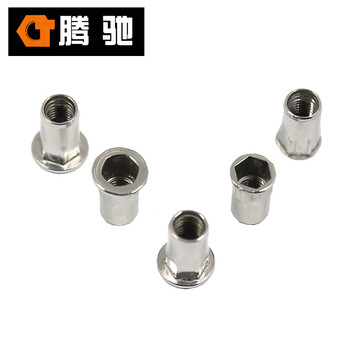腾驰 CT 304 平头内外半六角盲孔铆螺母 不锈钢六角柳螺母 M8*27.5（250支/盒）