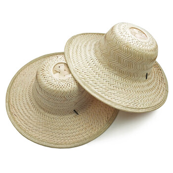 者也（ZYE）手工竹编草帽 遮阳凉帽大沿檐可调节帽绳男女 麦秆色 均码56-59cm