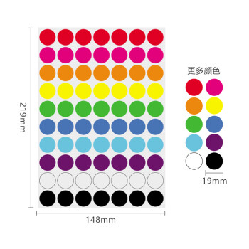 飞尔（FLYER）不干胶贴纸分类记号标签 彩色圆点标签 圆形空白贴纸【19mm 70枚/张 100张】