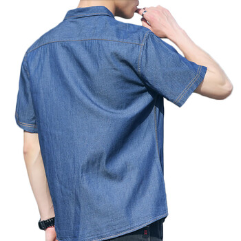 韦路堡(VLOBOword)VY2006018劳保牛仔服工作服牛仔衬衫夏季短袖牛仔衬衫套装定制