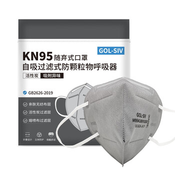 胜丽GM9541耳戴无阀活性炭防护口罩灰色均码50片装