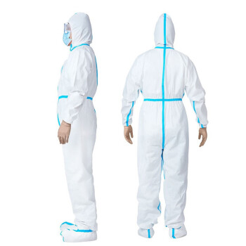 者也 一次性连体全身带帽连脚套无纺布防尘工作服喷漆养殖隔离服+护目镜+面屏S码-165