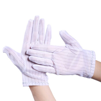 者也（ZYE）防静电手套条纹双面条纹手套无尘车间电子工业生产透气防滑薄款作业防护手套 双面条纹 L码 50双