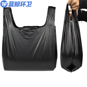 蓝鲸环卫 【36*55cm100个】企业手提式垃圾袋加厚黑色背心带提手特厚塑料小号大号LJHW-9036