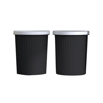 冠峰 2个黑色小+大 垃圾桶带压圈创意大号分类塑料大容量纸篓GNG-431