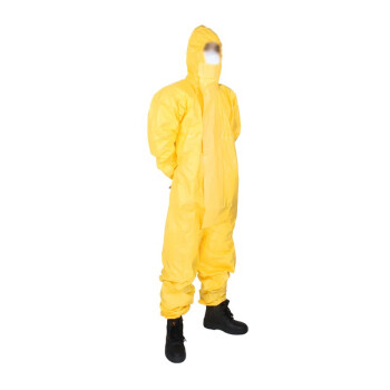 杜邦 Tychem 2000连体防护服工业透气实验室防无机化学品防尘带头罩不带脚套黄色 L码 1套装