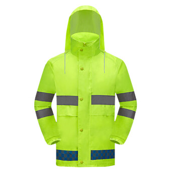 通达雨 反光雨衣交通路政救援工作服套装 荧光绿夜晚骑行衣防水外套 TDY-004 XL