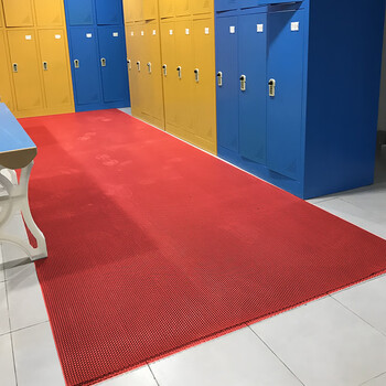 爱柯部落 S型镂空疏水防滑垫 PVC网格垫加厚加密塑胶疏水地毯1.2m×15m厚5mm浴室卫生间垫红色110185