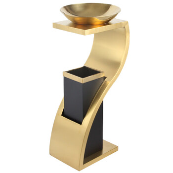 兰诗（LAUTEE）WY6020 酒店大堂立式烟灰缸不锈钢垃圾桶带灭烟盆 方管不锈钢配黑白根盆