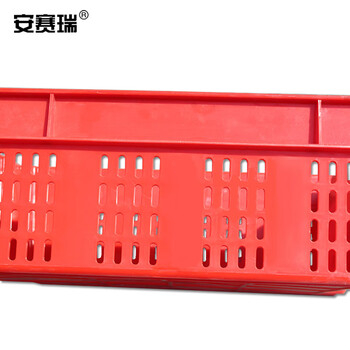 安赛瑞 全镂塑料错位筐 605×400×205mm 反转错位套叠周转箱 蔬果生鲜冷藏仓库物流储物箱 红色 28420