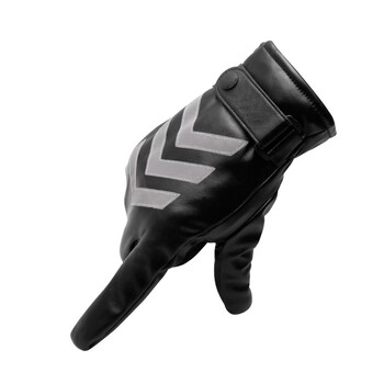 者也（ZYE）加绒加厚反光棉手套交通指挥警示手套 黑色 