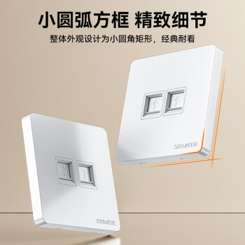山泽（SAMZHE）电脑插座网线口网络面板 适用电话信息模块 通用超五/六/七类模块加厚86型面板 双口WAN-02