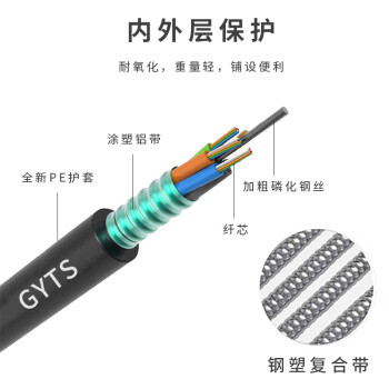 千天（Qantop）6芯铠装光缆 电信级室外GYTS单模层绞式直埋光纤线 2000米 QT-GYTS-6B1.3-2000
