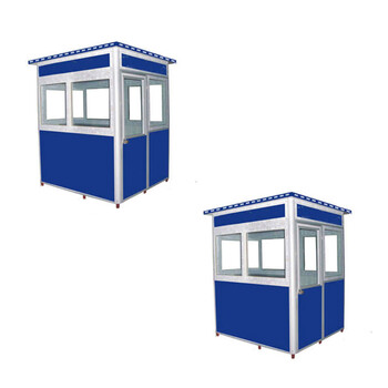 聚远 JUYUAN 户外 保安亭小区值班治安岗亭移动岗亭 彩钢岗1.5m*1.8m*2.3m 蓝色款 含警示灯高度