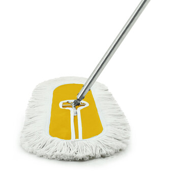 兰诗（LAUTEE）GJ-0120 螺丝扣款大号钢杆尘推 商用酒店物业平板拖把 黄色-60厘米