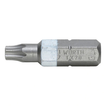 伍尔特官方（WURTH）06143120 1/4英寸内六星改锥头 TX20-1/4IN-L25MM, 5个/包，批头 起子头 螺丝刀头