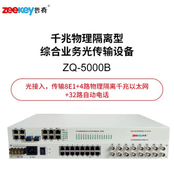 哲奇 ZQ-5000B 千兆物理隔离型综合业务光端机 8E1+4物理千兆+32话 LC单纤20KM 1对