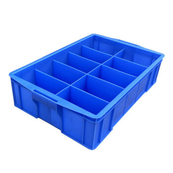 盛富永 零件盒 分格箱多隔塑料盒子 工具物料分类盒 周转箱8格分隔物流盒（440*320*100）蓝