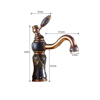 SBTOOR 欧式面盆水龙头 仿古玉石冷热水龙头 2309单孔龙头 玫石（定制）