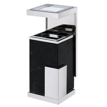 庄太太【钛金黑石】欧式酒店大堂垃圾桶带烟灰缸大理石电梯口立式烟筒