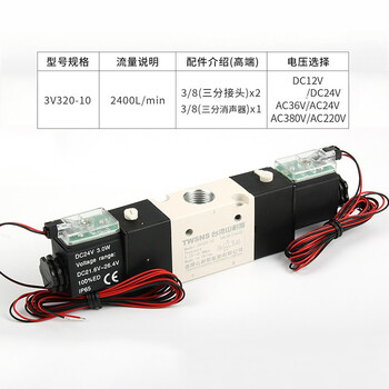 山耐斯TWSNS 气动电磁阀二位三通双电控制阀欧标3V320-10/DC24V