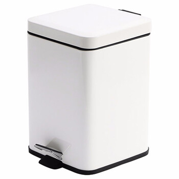 益美得 LK1020 脚踏式垃圾桶方形卫生间脚踏带盖卫生桶办公室纸篓 金属烤漆粉色6L
