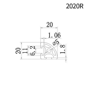 时通货架工业用 仓储配件 铝型材20系列2020R欧标 壁厚1.8mm 长度1m