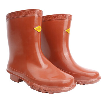 双安 中筒雨靴绝缘防触电防滑橡胶雨天25KV耐磨棕色 43码