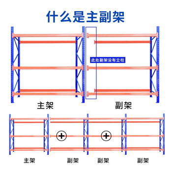 欧曼 重型横梁货架托盘货架副架L2700*W1000*H3600mm 三层横梁 2.3吨/层 仓储货架