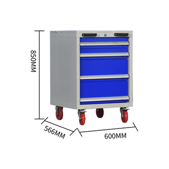 JN JIENBANGONG 工具柜 矮柜储物柜铁皮柜车间多层抽屉柜重型工具架活动柜多功能带锁柜子 四抽 无背网 套色