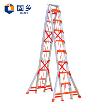 固乡伸缩人字梯铝合金加厚户外工程广告安装用双面升降梯子特厚 4毫米厚（升降梯6米）