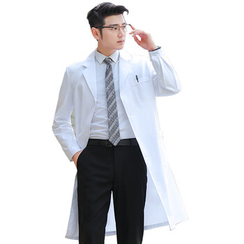 者也 长袖白大褂实验服加厚棉白大衣工厂工作服 后背开叉款 XL码可定制