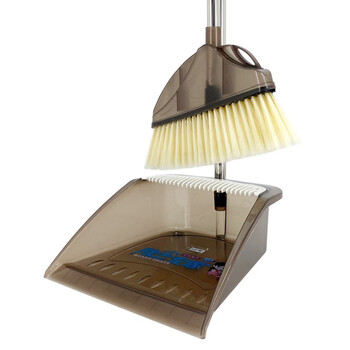 兰诗（LAUTEE）TTB-100 不锈钢扫把簸箕套装 学校物业扫帚垃圾铲套装 透明棕