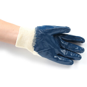 君御 BT7071-9半浸蓝色丁晴手套长24cm衬里全棉针织绒布劳保手套*12副(7-30天货期)