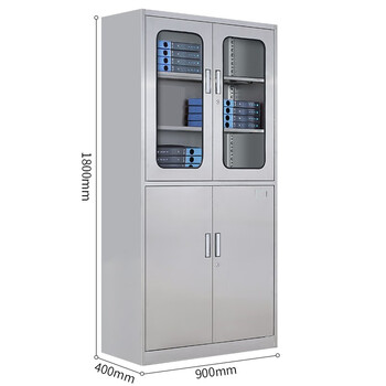 京顿JINGDUN 201不锈钢文件柜办公资料柜档案柜不锈钢财务凭证票据带锁玻璃储物柜 201等器