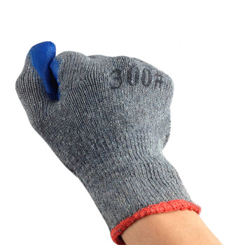 谋福CNMF 【特防认证】棉纱劳保涂胶挂胶浸塑浸胶手套 防滑耐磨耐用工人工作手套 1付装 8035