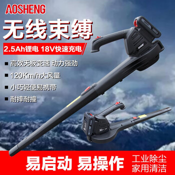 奥晟机械（AOSHENG）锂电鼓风机小型吹灰大功率充电式工业吹风机无线除尘器园林手持式吹树叶机【黑色】